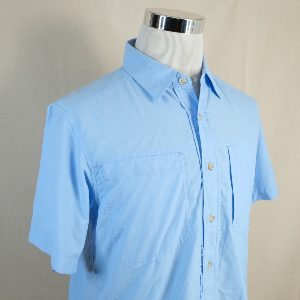 ExOfficio Medium Shirt Short Sleeve Blue Vented Fishing Outdoors Nylon Blend